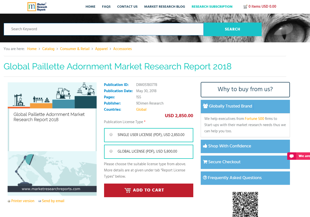 Global Paillette Adornment Market Research Report 2018'