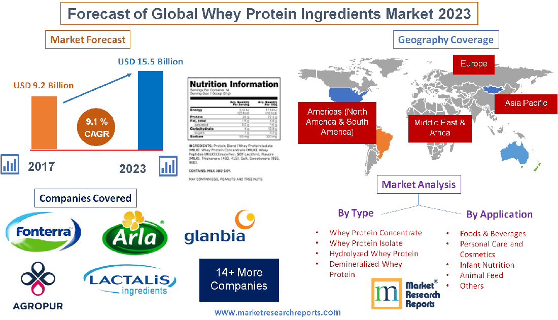 Global Whey Protein Ingredients Market Will Grow at a CAGR 9.1 and