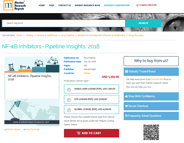 NF-&kappa;B Inhibitors- Pipeline Insights, 2018'