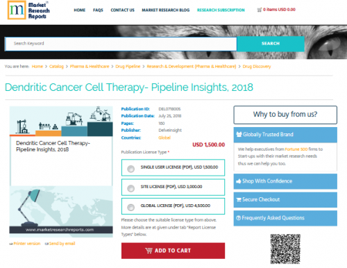 Dendritic Cancer Cell Therapy- Pipeline Insights, 2018'