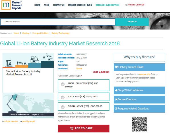 Global Li-ion Battery Industry Market Research 2018'