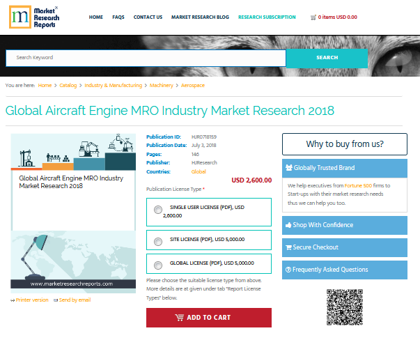 Global Aircraft Engine MRO Industry Market Research 2018