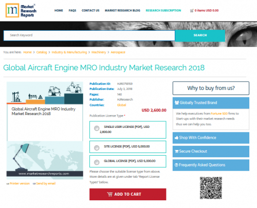 Global Aircraft Engine MRO Industry Market Research 2018'