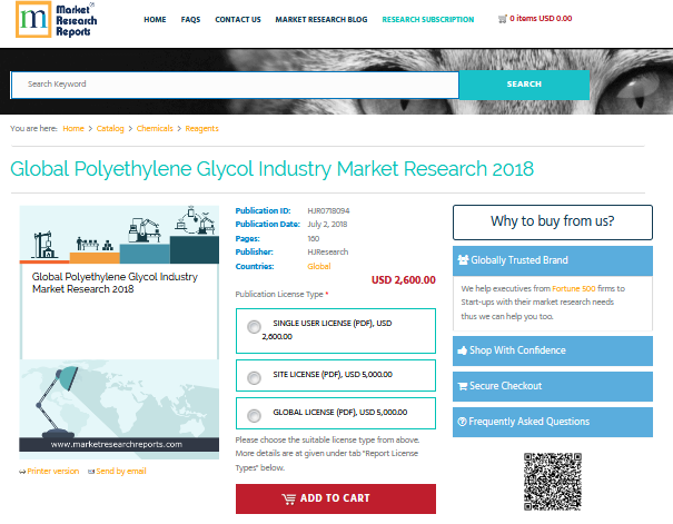 Global Polyethylene Glycol Industry Market Research 2018'