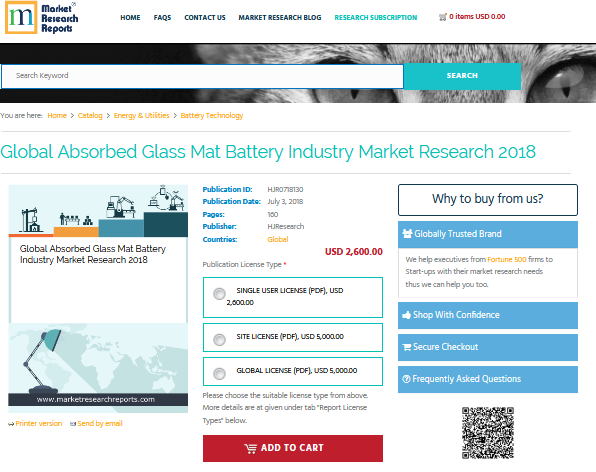 Global Absorbed Glass Mat Battery Industry Market Research'