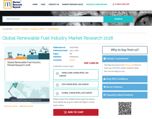 Global Renewable Fuel Industry Market Research 2018'