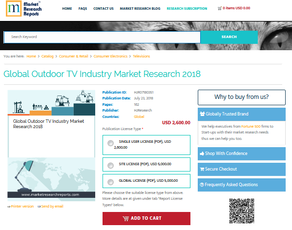 Global Outdoor TV Industry Market Research 2018