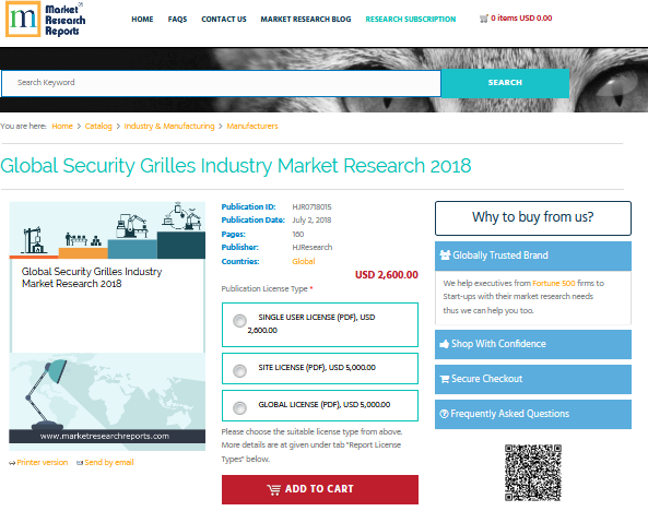 Global Security Grilles Industry Market Research 2018'
