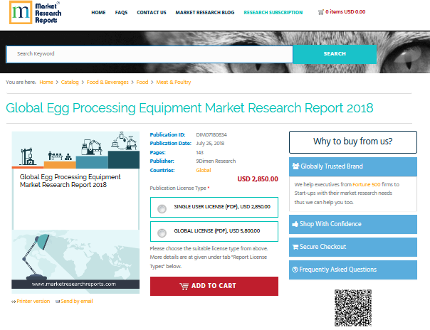 Global Egg Processing Equipment Market Research Report 2018