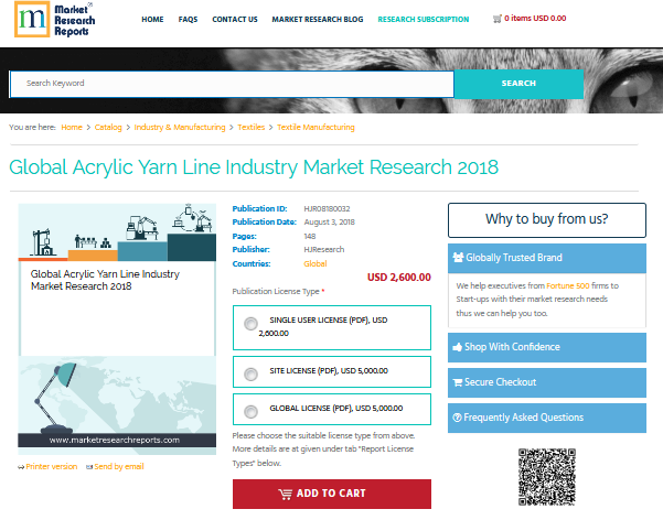Global Acrylic Yarn Line Industry Market Research 2018