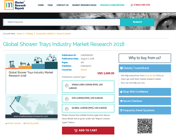Global Shower Trays Industry Market Research 2018