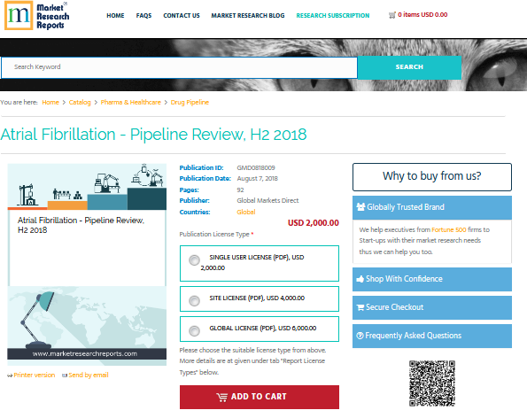 Atrial Fibrillation - Pipeline Review, H2 2018'