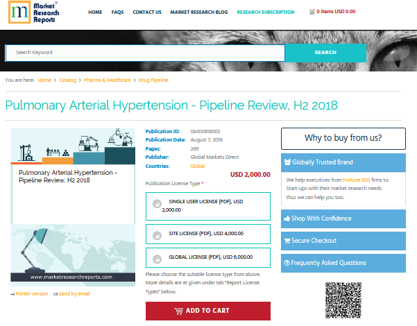 Pulmonary Arterial Hypertension - Pipeline Review, H2 2018'