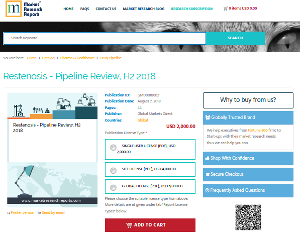 Restenosis - Pipeline Review, H2 2018'