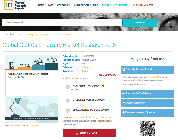 Global Golf Cart Industry Market Research 2018