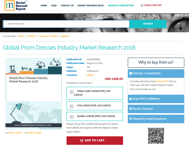 Global Prom Dresses Industry Market Research 2018