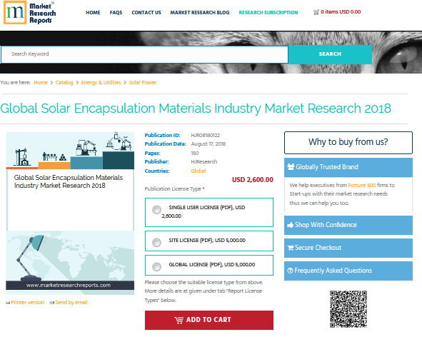 Global Solar Encapsulation Materials Industry Market Researc