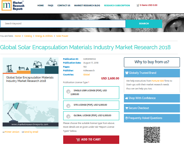 Global Solar Encapsulation Materials Industry Market Researc'