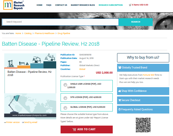 Batten Disease - Pipeline Review, H2 2018