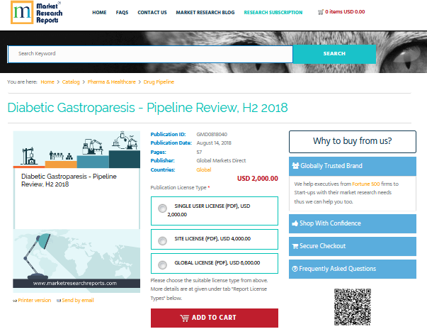 Diabetic Gastroparesis - Pipeline Review, H2 2018'