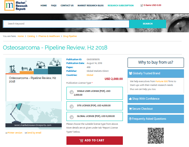 Osteosarcoma - Pipeline Review, H2 2018'