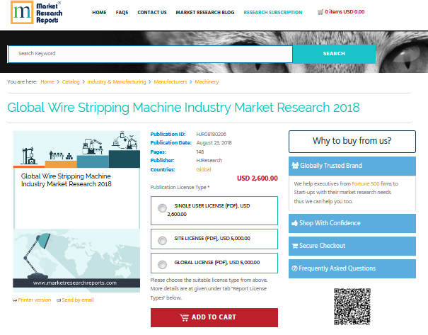 Global Wire Stripping Machine Industry Market Research 2018'