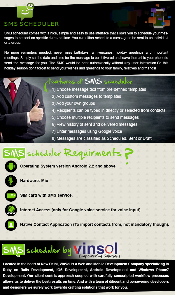 SMS Scheduler by Vinsol'
