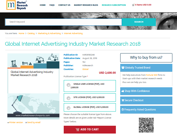 Global Internet Advertising Industry Market Research 2018'
