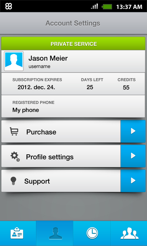 Reliaty55 account settings view'