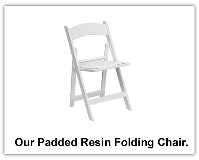 Our premium white resin padded folding chair.'