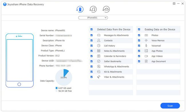 Joyoshare iPhone Data Recovery Screenshot 02