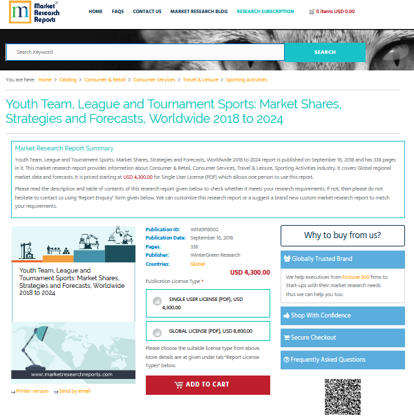 Youth Team, League and Tournament Sports: Market Shares