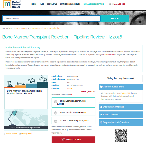 Bone Marrow Transplant Rejection - Pipeline Review, H2 2018'