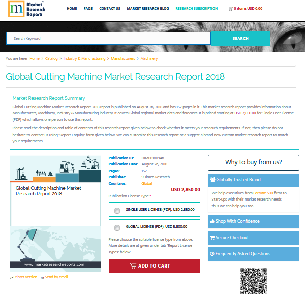 Global Cutting Machine Market Research Report 2018'