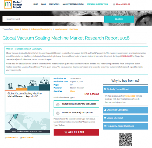 Global Vacuum Sealing Machine Market Research Report 2018'