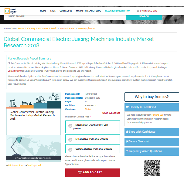 Global Commercial Electric Juicing Machines Industry Market