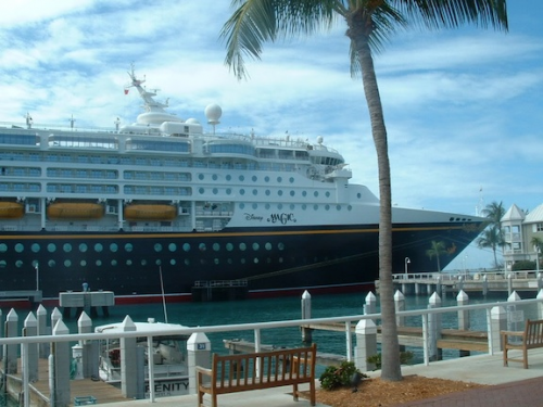 The Disney Magic cruise ship docked in Key West, Florida'