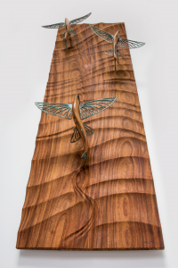 Flying Fish Wood & Bronze Sculpture