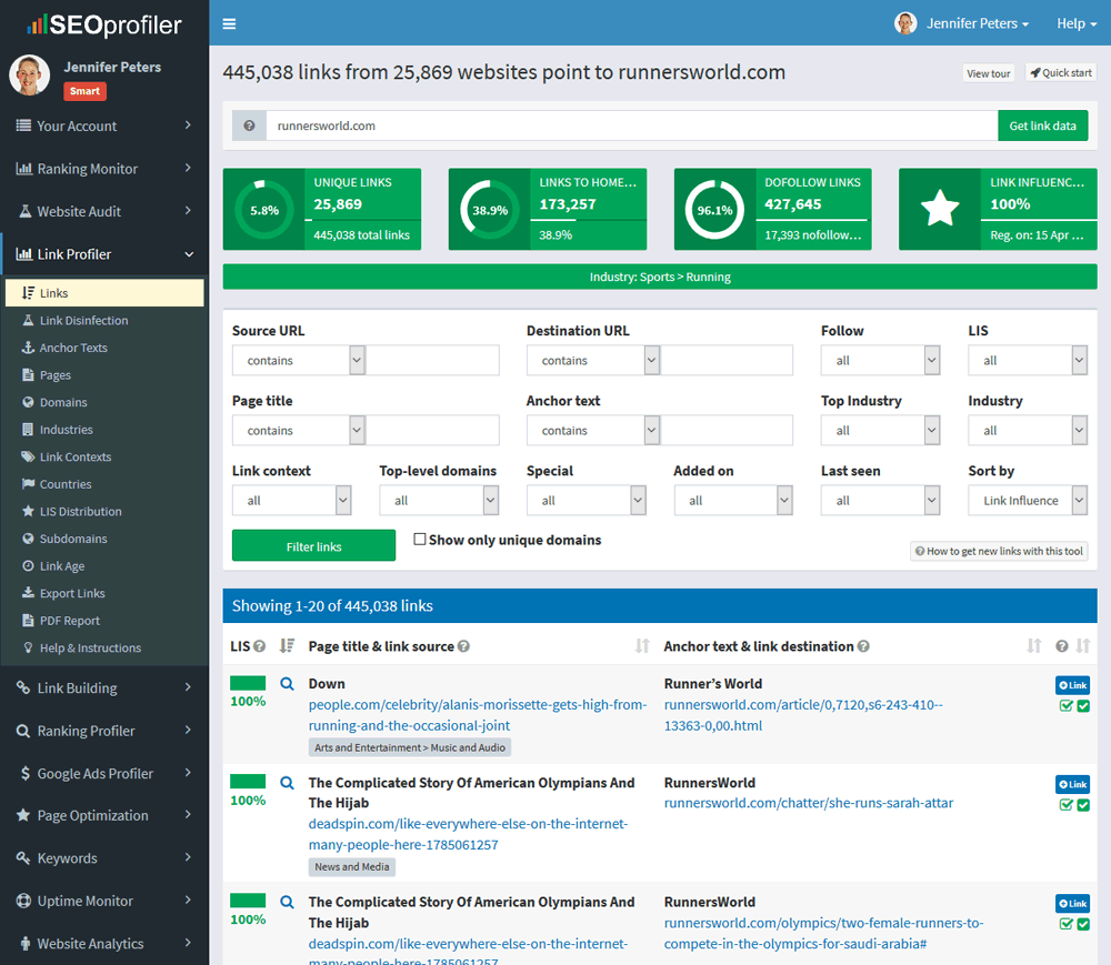 The new Link Profiler tool'
