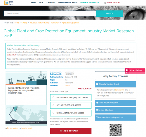Global Plant and Crop Protection Equipment Industry Market'