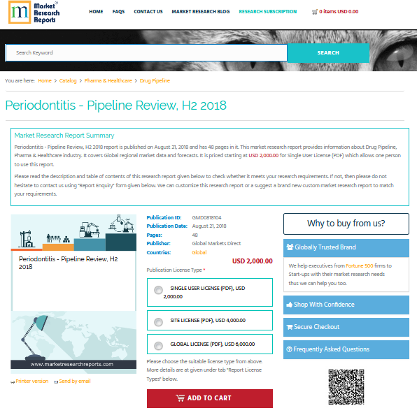 Periodontitis - Pipeline Review, H2 2018'