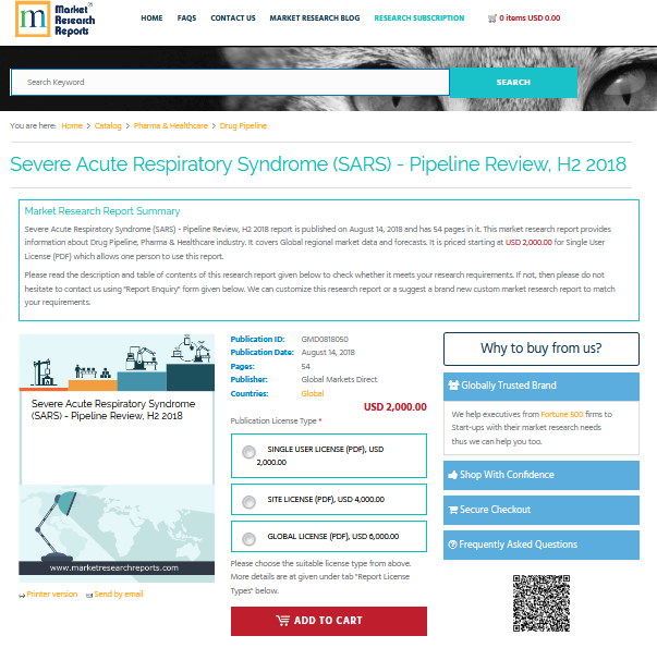 Severe Acute Respiratory Syndrome (SARS) - Pipeline Review