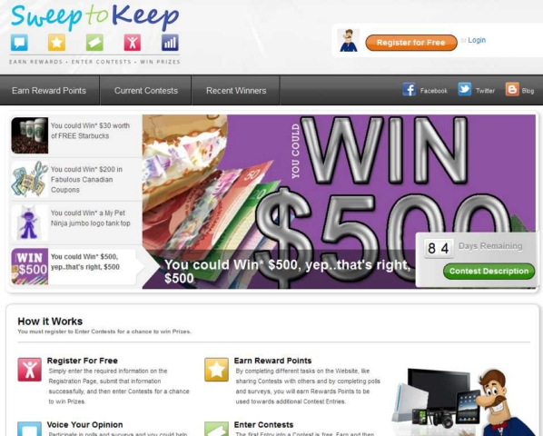 SweeptoKeep.com website'