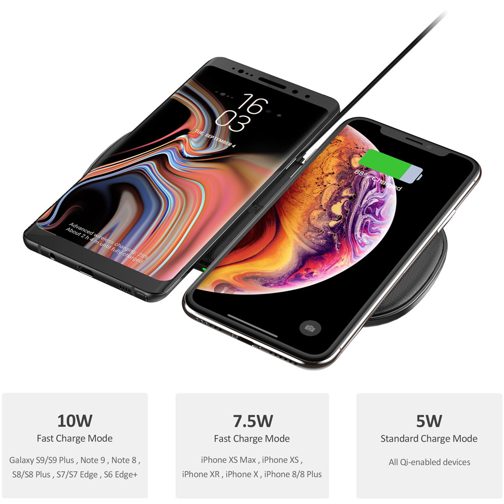CHOETECH PowerDual 5 Coils Fast Wireless Charger Pad