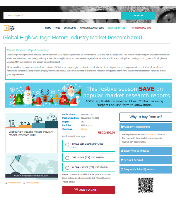 Global High Voltage Motors Industry Market Research 2018'