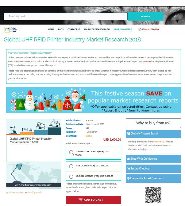 Global UHF RFID Printer Industry Market Research 2018'