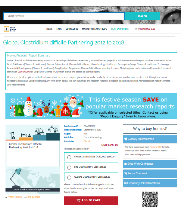 Global Clostridium difficile Partnering 2012 to 2018'