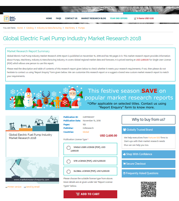 Global Electric Fuel Pump Industry Market Research 2018'