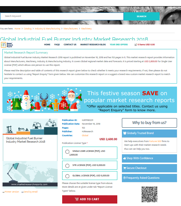 Global Industrial Fuel Burner Industry Market Research 2018