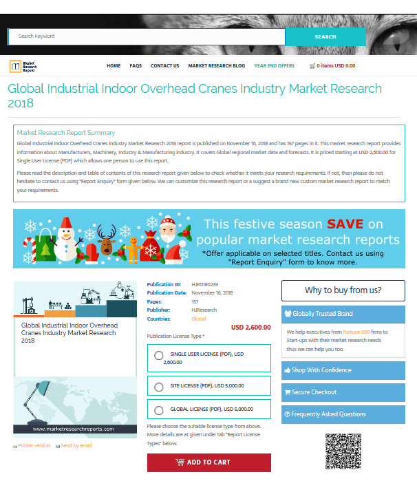 Global Industrial Indoor Overhead Cranes Industry Market
